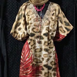 NWT silky kimono style mumu leopard